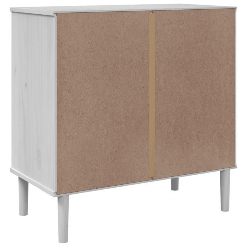 Kommode SENJA i massivt fyrretræ med rattanlook - 80×40×80 cm, hvid