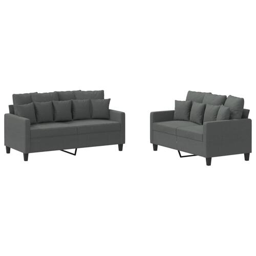 2 personers sofa med hynder stof mørkegrå