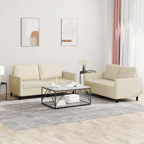 2 personers sofa med hynder kunstlæder Cremefarvet