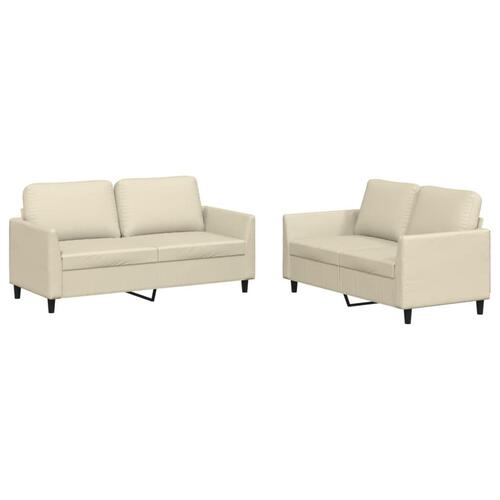 2 personers sofa med hynder kunstlæder Cremefarvet