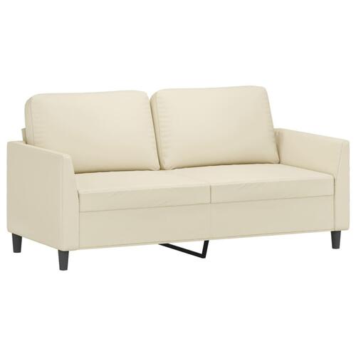 2 personers sofa med hynder kunstlæder Cremefarvet