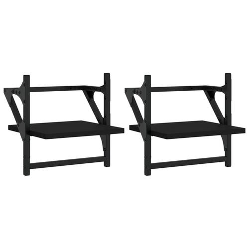 Væghylder med stænger 2 stk. 30x25x30 cm sort