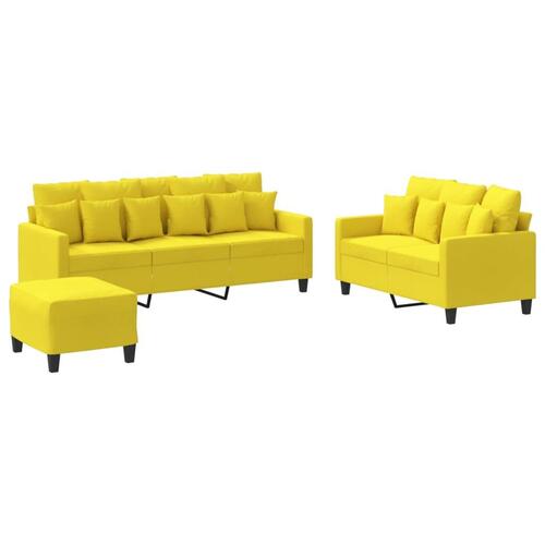 3 personers sofa med hynder stof lysegul