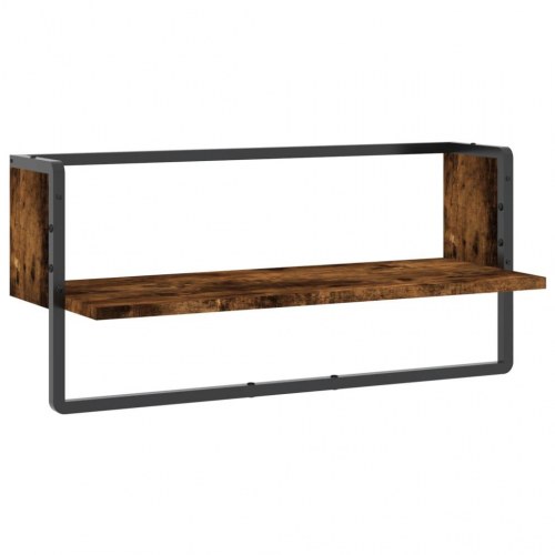 Væghylde med stang 65×25×30 cm - røget egetræsfarve