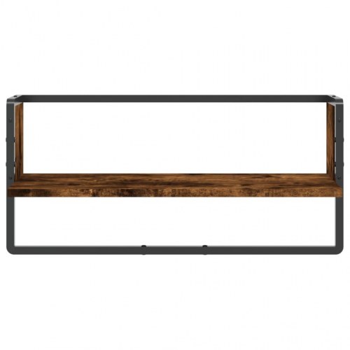 Væghylde med stang 65×25×30 cm - røget egetræsfarve