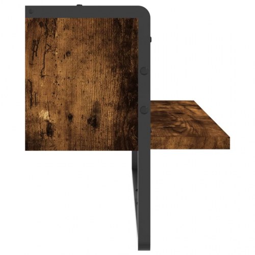 Væghylde med stang 65×25×30 cm - røget egetræsfarve