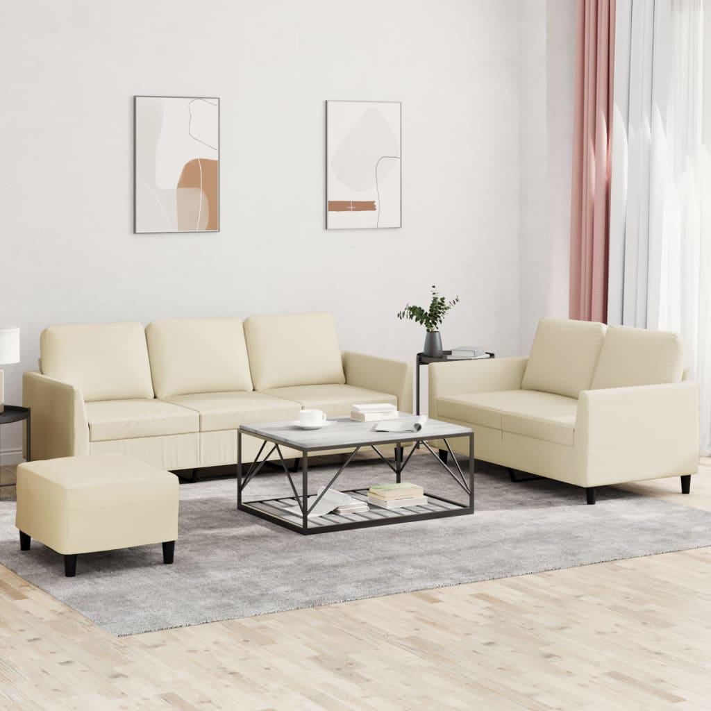 3 personers sofa med hynder kunstlæder Cremefarvet