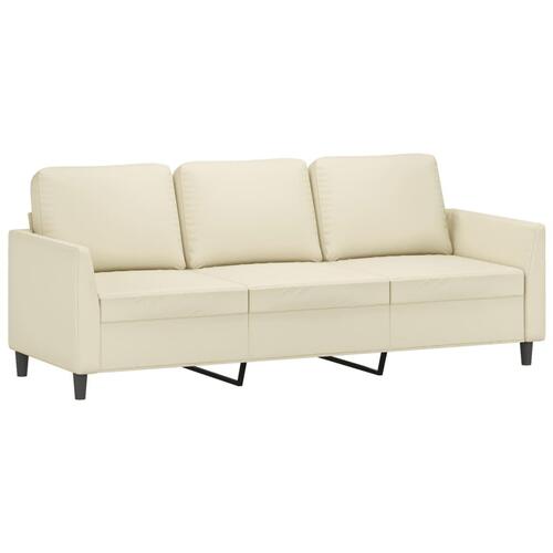 3-personers sofa 180 cm kunstlæder cremefarvet