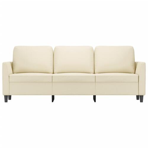 3-personers sofa 180 cm kunstlæder cremefarvet