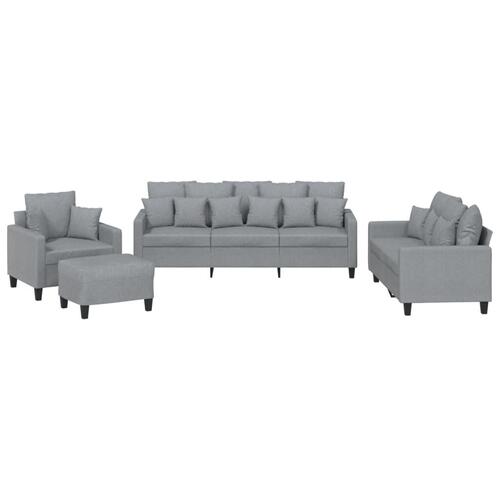 Sofasæt 4 dele med puder stof lysegrå