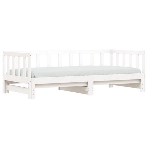Daybed med udtræk 90x190 cm massivt fyrretræ hvid