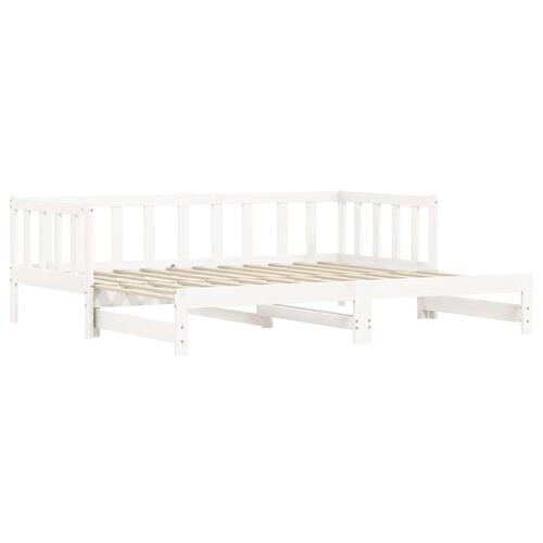 Daybed med udtræk 90x190 cm massivt fyrretræ hvid