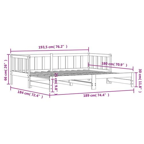 Daybed med udtræk 90x190 cm massivt fyrretræ hvid