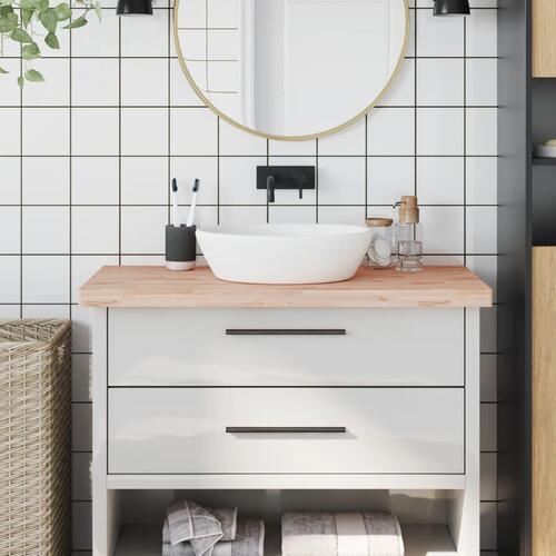 Bordplade til badeværelse 100x50x4 cm massivt bøgetræ