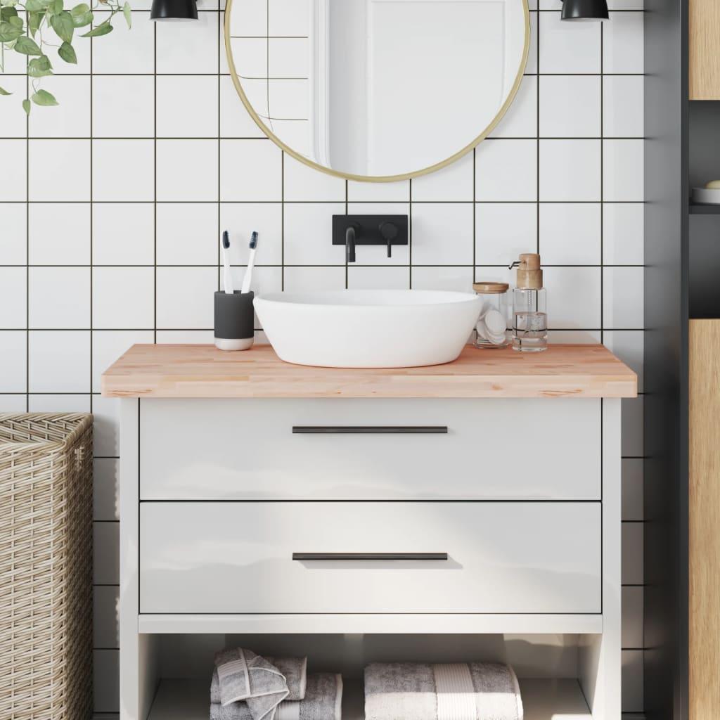 Bordplade til badeværelse 100x50x4 cm massivt bøgetræ