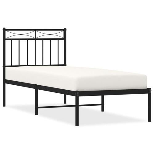 Sengeramme med sengegavl 80x200 cm metal sort