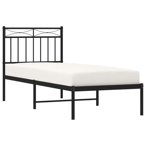Sengeramme med sengegavl 80x200 cm metal sort