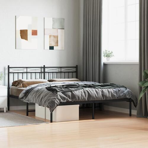 Sengeramme med sengegavl 160x200 cm metal sort