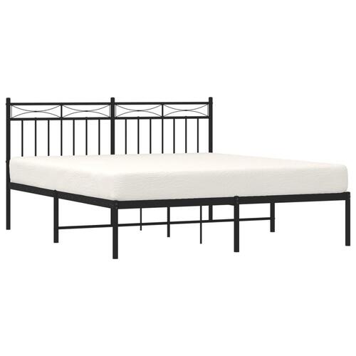 Sengeramme med sengegavl 160x200 cm metal sort