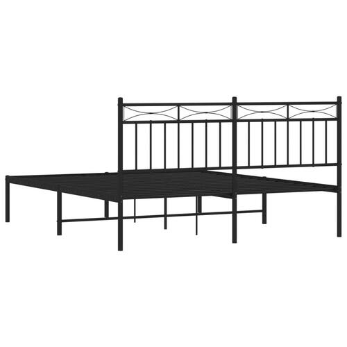 Sengeramme med sengegavl 160x200 cm metal sort