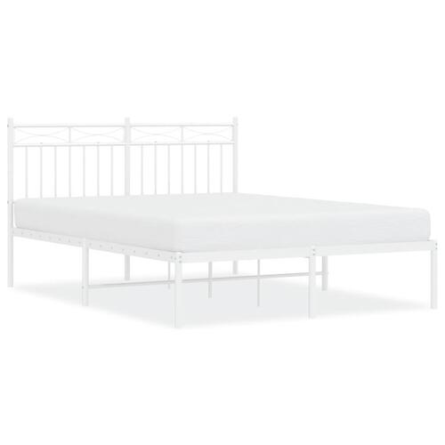 Sengeramme med sengegavl 135x190 cm metal hvid
