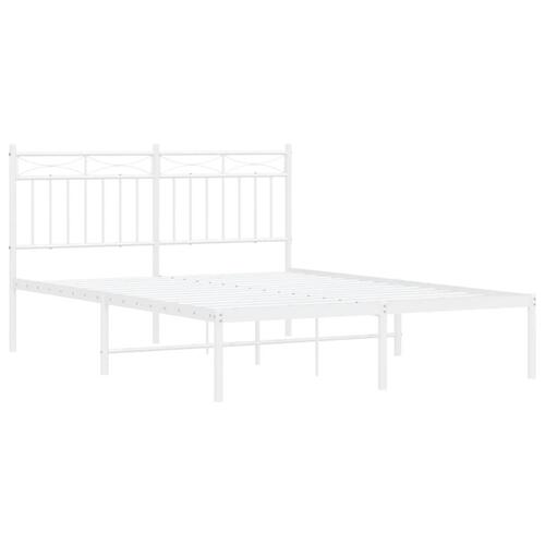 Sengeramme med sengegavl 135x190 cm metal hvid