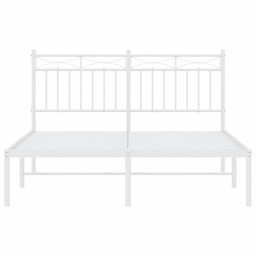 Sengeramme med sengegavl 135x190 cm metal hvid