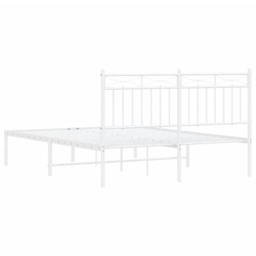 Sengeramme med sengegavl 135x190 cm metal hvid