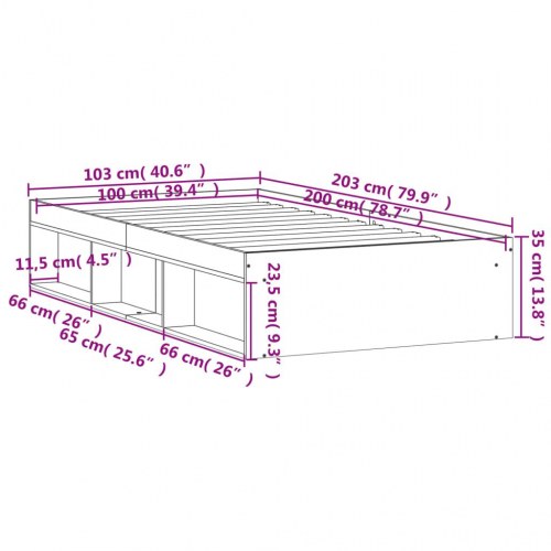 Sengeramme 100x200 cm - hvid med opbevaring