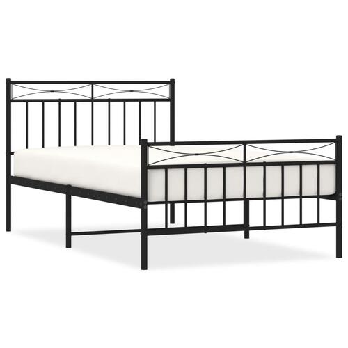 Sengeramme med sengegavl og fodgærde 107x203 cm metal sort