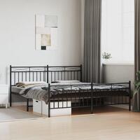Sengeramme med sengegavl og fodgærde 180x200 cm metal sort