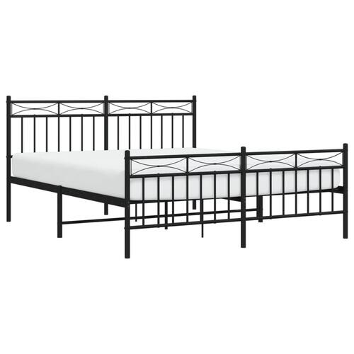 Sengeramme med sengegavl og fodgærde 150x200 cm metal sort