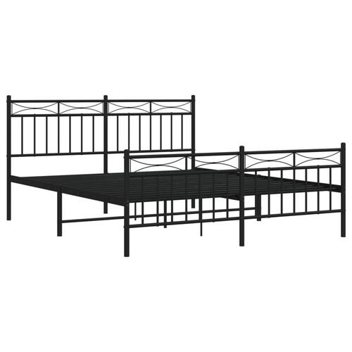Sengeramme med sengegavl og fodgærde 150x200 cm metal sort