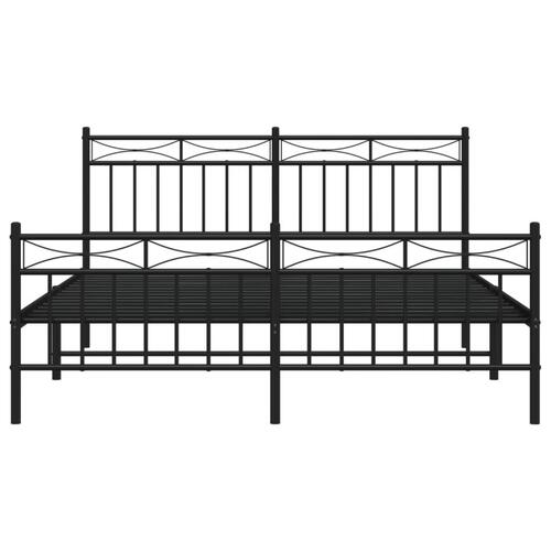 Sengeramme med sengegavl og fodgærde 150x200 cm metal sort