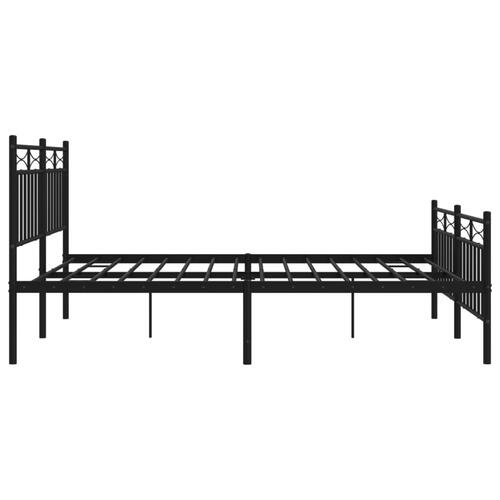 Sengeramme med sengegavl og fodgærde 150x200 cm metal sort