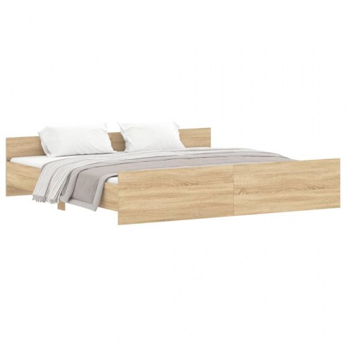 Sengeramme med gavl og fodgærde 200x200 cm - sonoma eg