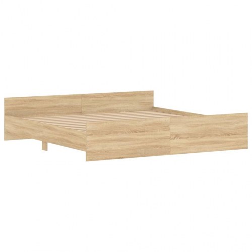 Sengeramme med gavl og fodgærde 200x200 cm - sonoma eg