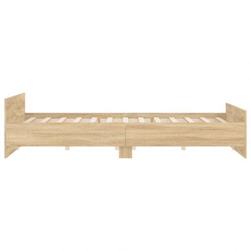 Sengeramme med gavl og fodgærde 200x200 cm - sonoma eg