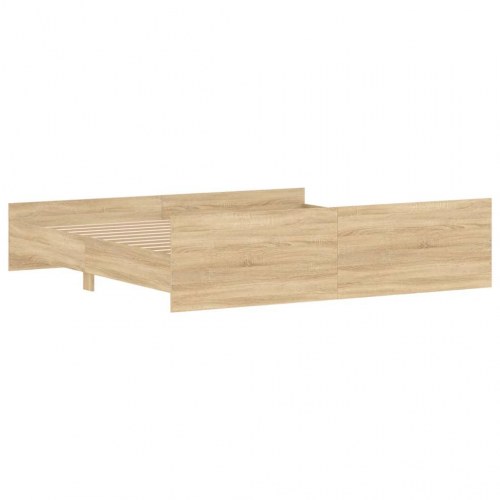 Sengeramme med gavl og fodgærde 200x200 cm - sonoma eg