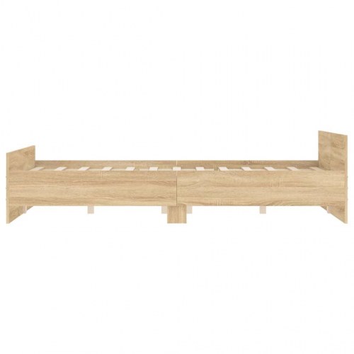 Sengeramme med sengegavl og fodgærde 120x200 cm - sonoma-eg