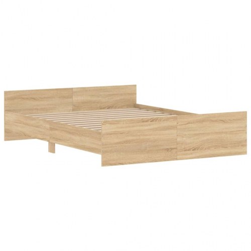 Sengeramme med sengegavl og fodgærde 150x200 cm - sonoma-eg
