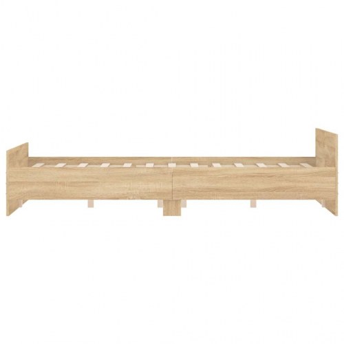 Sengeramme med sengegavl og fodgærde 150x200 cm - sonoma-eg