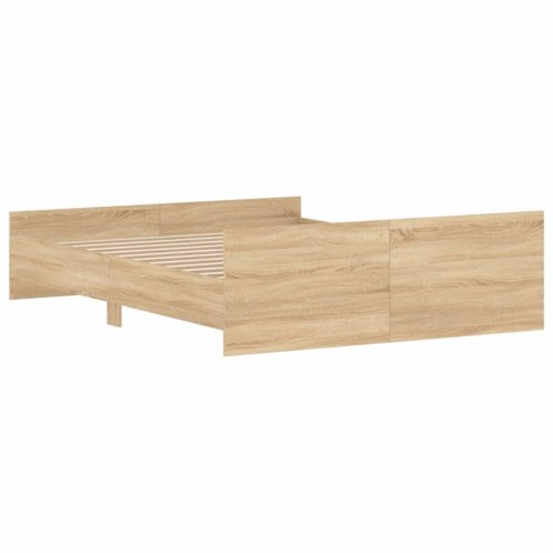 Sengeramme med sengegavl og fodgærde 150x200 cm - sonoma-eg