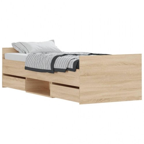 Sengeramme med sengegavl og fodgærde 75 x 190 cm - sonoma-eg