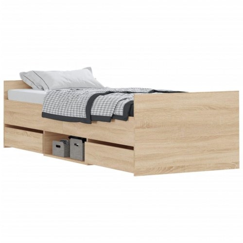 Sengeramme med sengegavl og fodgærde 75 x 190 cm - sonoma-eg