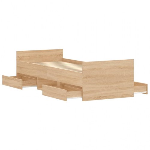 Sengeramme med sengegavl og fodgærde 75 x 190 cm - sonoma-eg