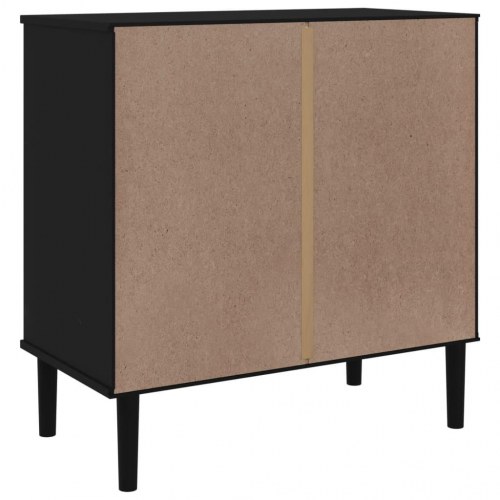 Kommode SENJA i massivt fyrretræ med rattanlook - 80×40×80 cm, sort