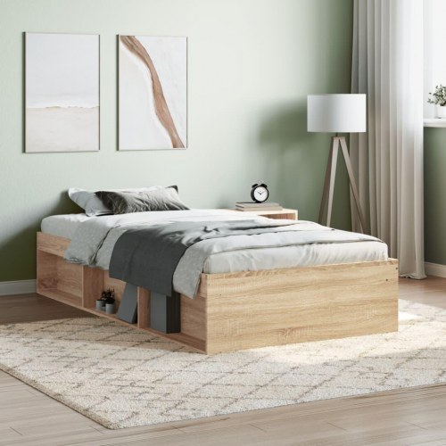Sengeramme med opbevaring 100x200 cm - sonoma-eg