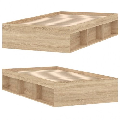 Sengeramme med opbevaring 100x200 cm - sonoma-eg