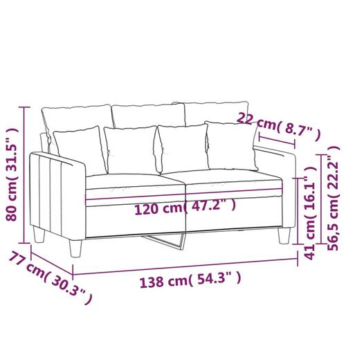 2-personers sofa 120 cm stof lysegrå